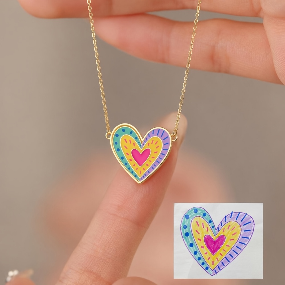 Personalized Cartoon Hand-Drawn Artwork Necklace for Women